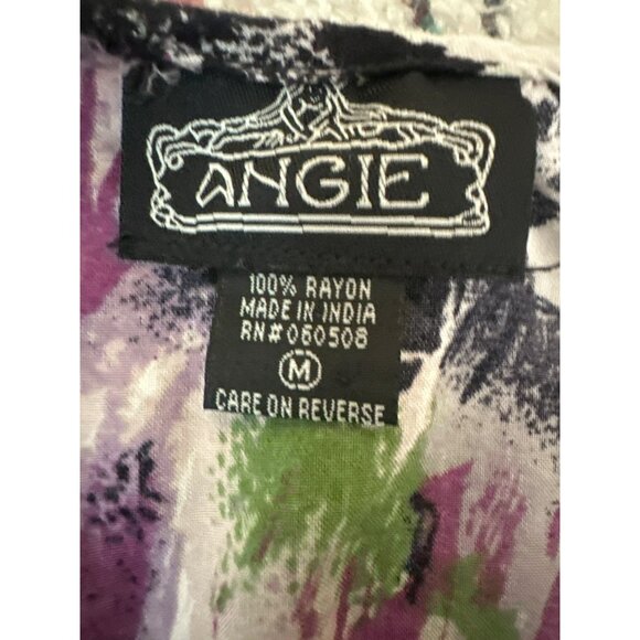 Angie Womens Medium Floral Bell Sleeve Top Peasant Whimsigoth Purple Black - Picture 2 of 4